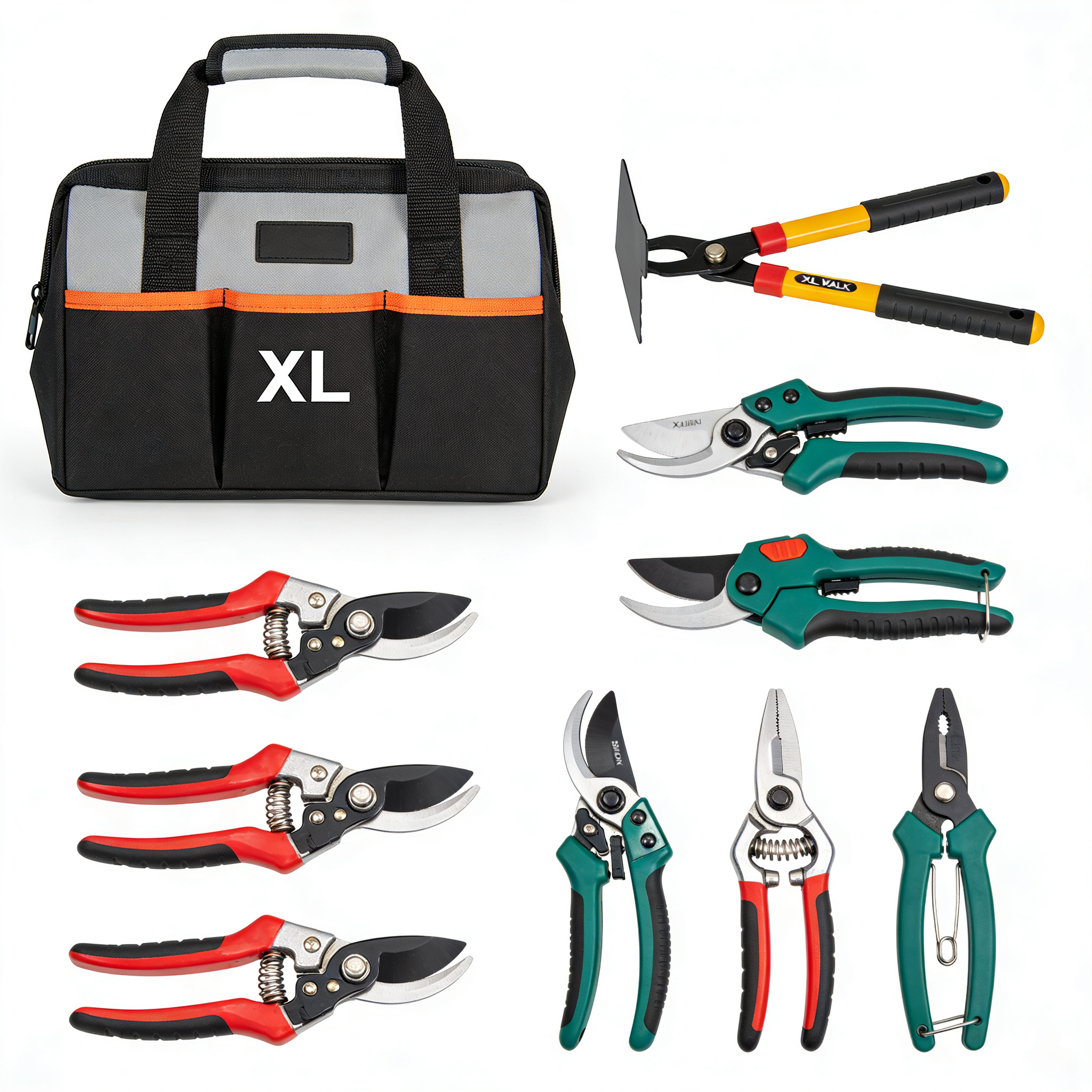 Billfris Grenebo Gardening Tool Set, 9 Pieces Heavy Duty Gardening Tools with Pruning Shears and Travel Bag with XL Handle, Gardening Set Garden Gifts for Men Women